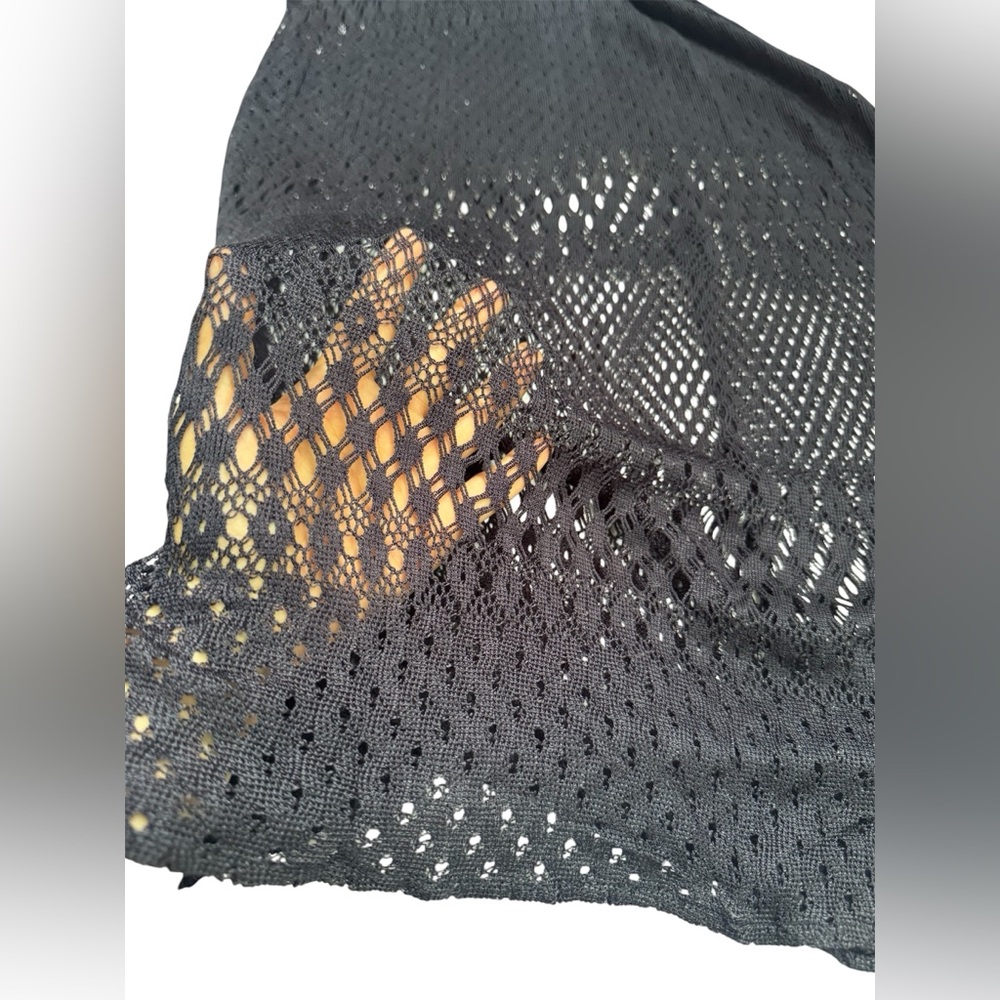 Vintage Mica Crochet Maxi Dress Black Sheer Knit Boho Festival Witchy Size 6 - Picture 4 of 10